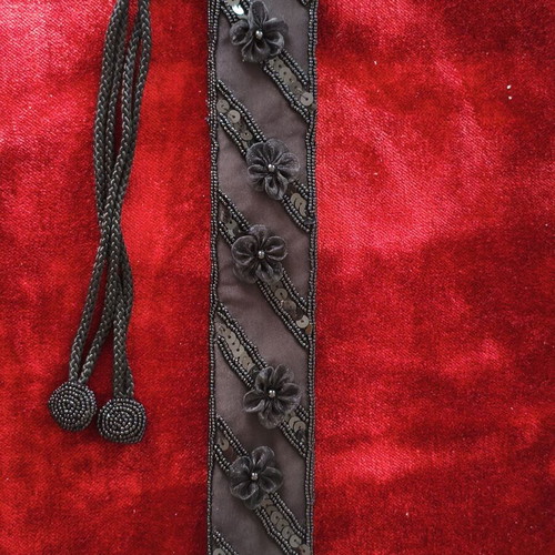 Skontras fabric belt like new with beads, sequins and flowers