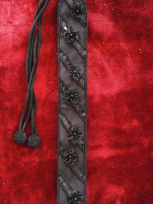 Skontras fabric belt like new with beads, sequins and flowers