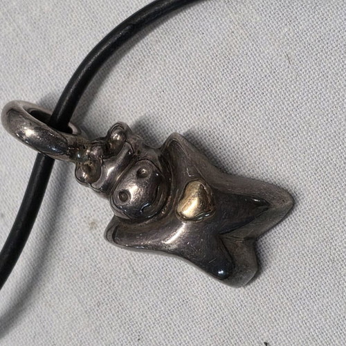 Necklaces with leather straps used, set of 2