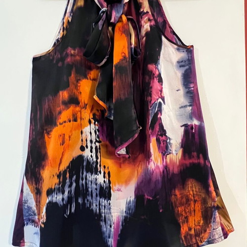 Full Circle silk halter-neck top like new, abstract print