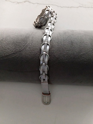 Silver leather belt new 105 cm with impressive design