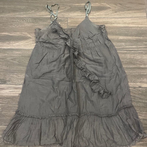 Boho Khaki Mini Dress Size S used, romantic ruffles and lace detail