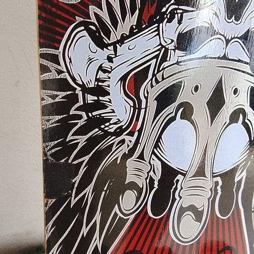 Xiaoluhu skateboard used with rock patina and skulls