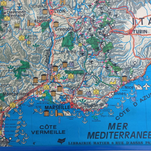 France map old used double-sided 100x124 cm