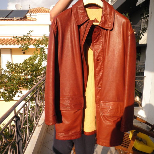 Trench coat made of genuine leather used, brown, branded American
