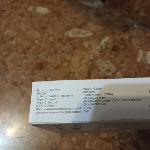 Power Bank HX100M4 10800mAh new with wireless charging