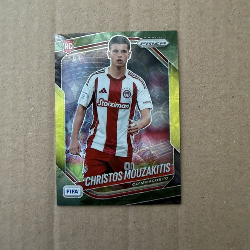 2025-26 Panini FIFA Prizm Rookie Christos Mouzakitis Yellow Green Olympiacos card like new