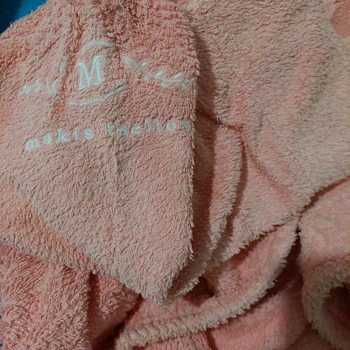 Cotton bathrobe pink used Makis Tselios with embroidery