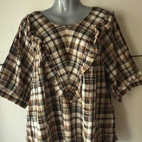 Terra & Sky women's cotton blouse 2 XL like new, beige brown