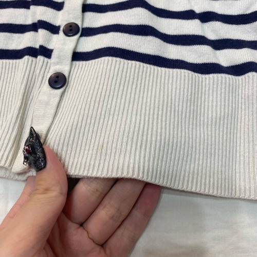 Cardigan with buttons white and blue stripes used, size S