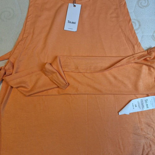 Toi&Moi summer blouse orange new with side openings and ties