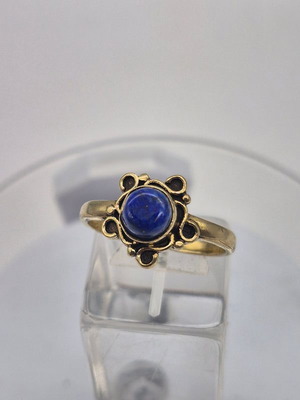 Lapis Lazuli Brass Adjustable Ring Handmade for Women