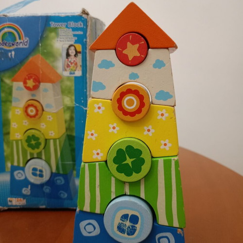 Wonderworld Tower Block wooden educational toy used
