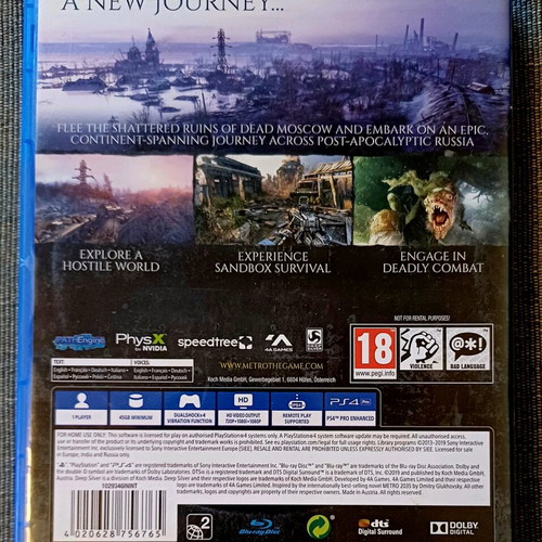 Metro Exodus PS4 used in excellent condition