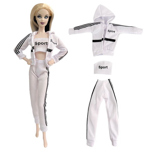 White Doll Tracksuit "Street Look" 7132W new for 29cm dolls