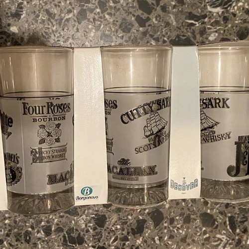 Vintage Borgonovo Drink Set 7 Pcs sealed with Whisky Logos