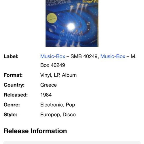Boney M 10,000 Lightyears SMB 40249 vinyl sealed