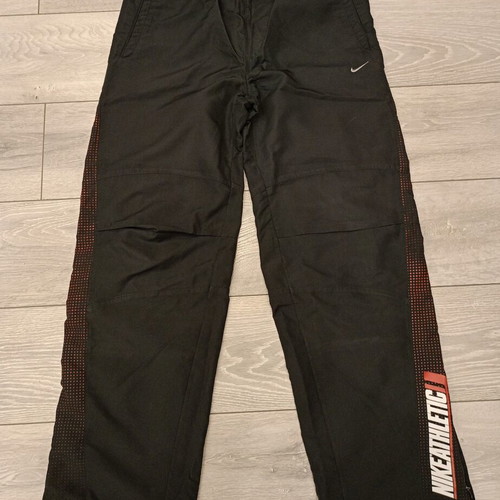 Nike Athletic Y2K Track Pants used, black with red swoosh logo