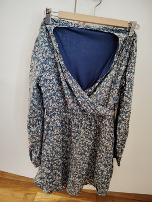 Sisley floral dress for girl used, size 146 cm, blue multicolor