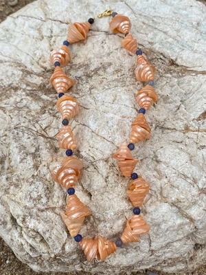 Handmade mermaidcore summer necklace with shells and blue aventurine