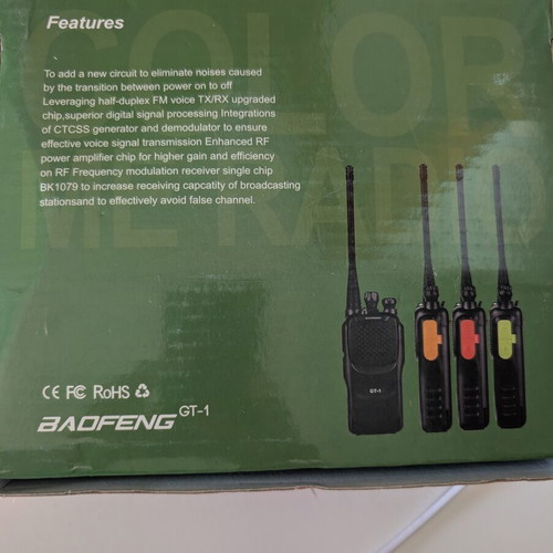 Baofeng GT-1 wireless walkie talkie set like new, 2 pieces