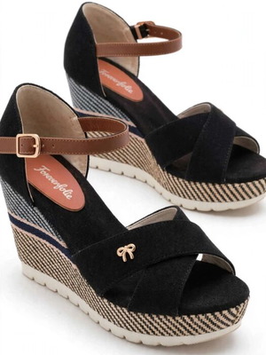 Forever Folie platform espadrille sandals size 40, black
