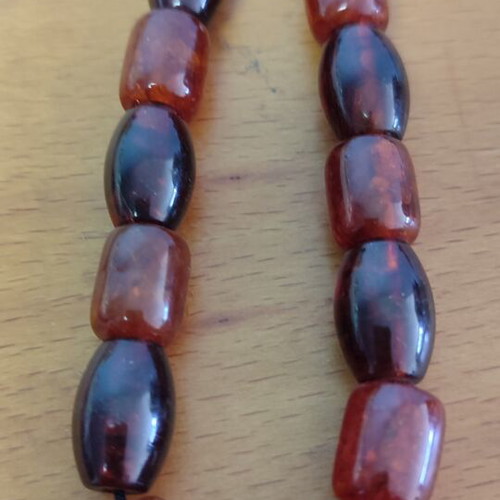 Worry Beads Baltic Pressed Amber Vintage used, silver details, 19 beads