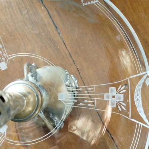 Art Nouveau centerpiece like new with silver-plated brass and crystal
