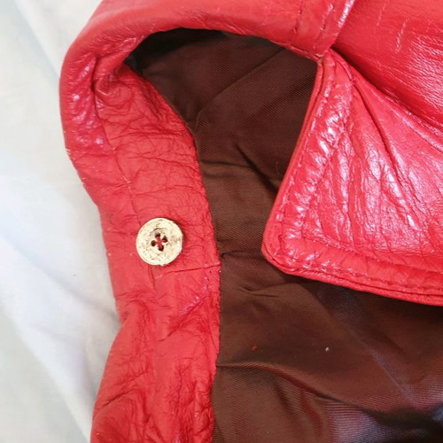Leather coat used, Greek made, red, size M