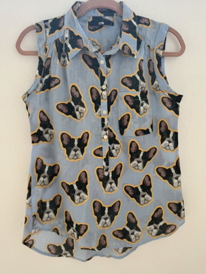 LTB sleeveless shirt turquoise with dog print like new