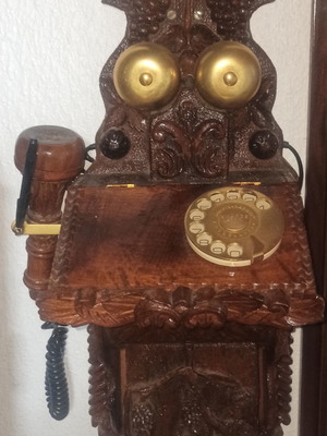 Handmade wooden telephone used