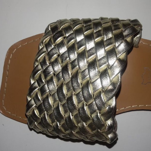 La Bottine Souriante women's summer leather slippers size 36 brown and gold new