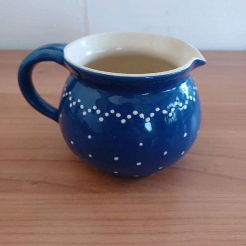 Royal blue polka dot carafe jug
