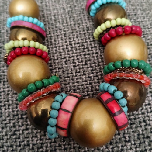 Long colorful necklace like new, boho style, 72cm+6cm extension