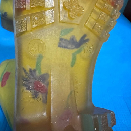 Women's yellow floral rain boots size 40 used