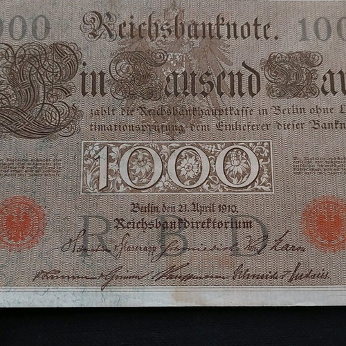1000 Mark 1910 banknotes used, set of 2 from Germany