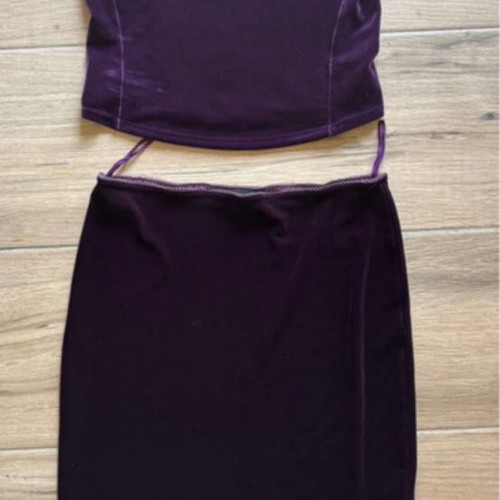Danoff velvet pencil skirt, vintage, purple, size M-L