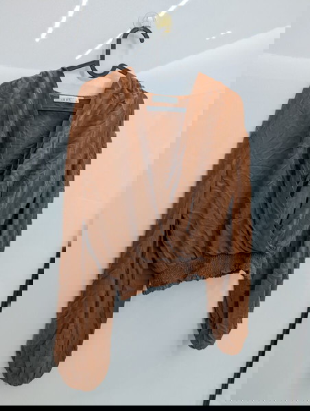 Crop-top κρουαζέ Anel με σούρα στην μέση και μανίκια Small