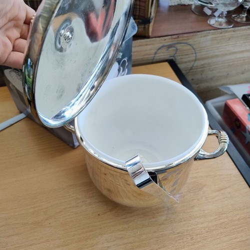 Vintage silver-plated ice bucket in original box, new