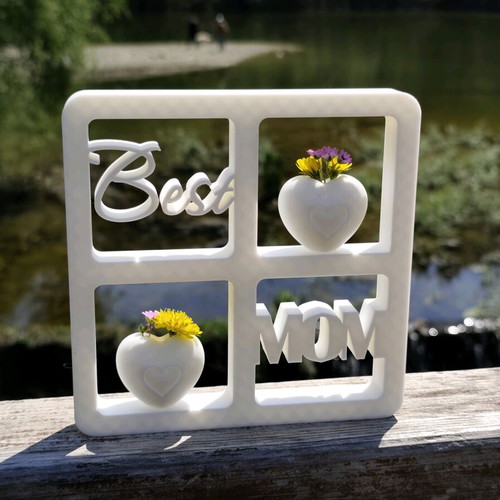 3D printed table stand "Best MOM" with heart-shaped jars new