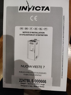 INVICTA Nuova Vieste 7 Pellet Stove used 7.5 KW