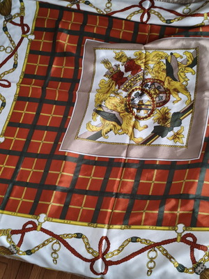 Large square scarf with equestrian pattern like new