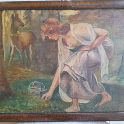 Old painting, dimensions 44×33.5 cm, antique