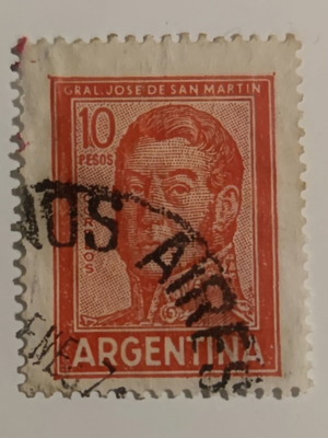 Γραμματόσημο Αργεντινής General Jose de San Martin 10 pesos μεταχειρισμένο