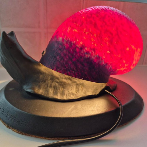 Murano glass table lamp on cast iron base, like new