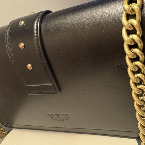 Pinko black leather shoulder bag