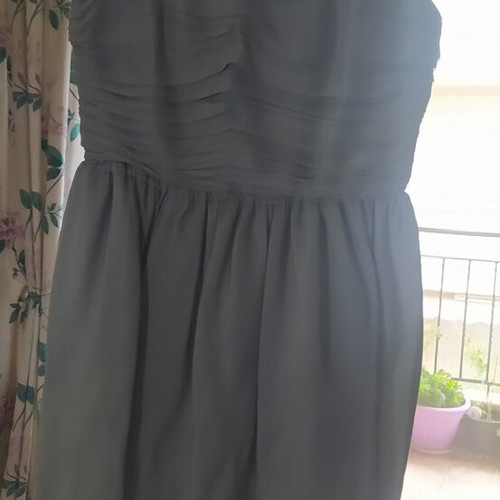 Rococo silk taffeta dress large new with tags, gray, with belt