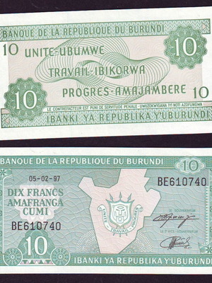 Burundi 10 Francs 05-02-2005 καινούργιο ακυκλοφόρητο χαρτονόμισμα