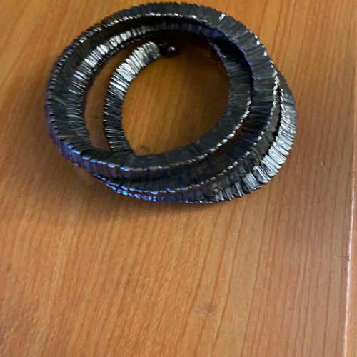 Handmade elastic multilayer hematite bracelet with geometric texture