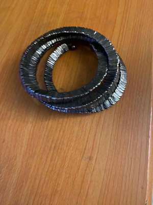 Handmade elastic multilayer hematite bracelet with geometric texture